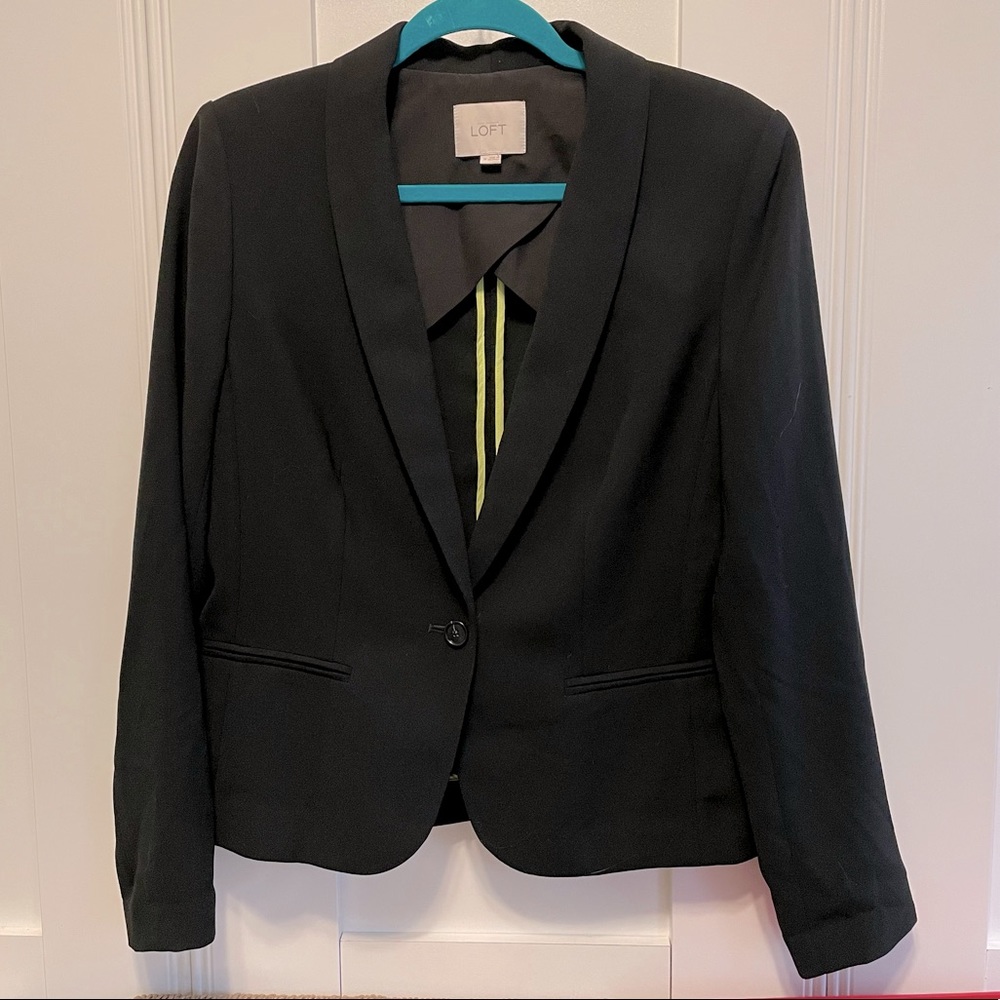 Ann Taylor Loft | Women’s Black One Button Suit Jacket Blazer Medium NWOT